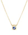 Dinh Van 18k Yellow Gold Le Cube Diamont Blue Sapphire Solitaire Cube Pendant Necklace, 15.75-17.72 In Gold