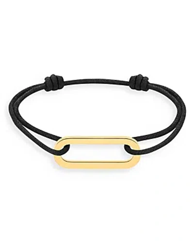 Dinh Van 18k Yellow Gold Maillon Link Charm Adjustable Cord Bracelet In Black