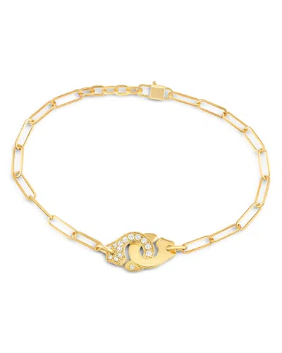 Dinh Van 18k Yellow Gold Menottes Diamond Interlocking Link Bracelet - Exclusive In White/gold