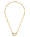 Dinh Van 18k Yellow Gold Menottes Diamond Pave Interlocking Ring Pendant Necklace, 17.7 In Gold