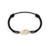 Dinh Van 18k Yellow Gold Menottes R10 Diamond Intertwined Handcuff Charm Adjustable Cord Bracelet In Gold/black