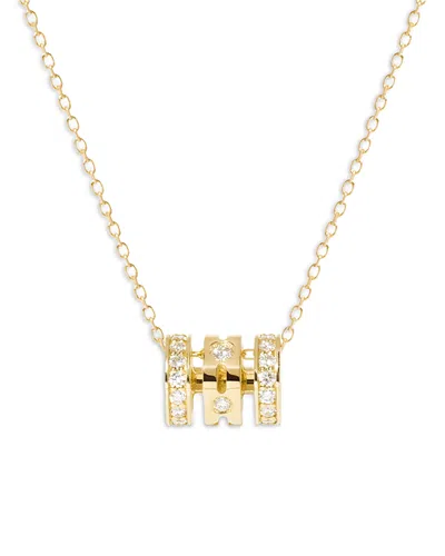 Dinh Van 18k Yellow Gold Pulse Diamond Pave Three Ring Pendant Necklace, 15.75-16.53