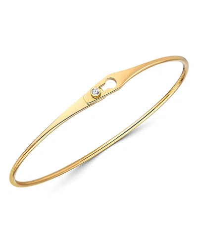 Dinh Van 18k Yellow Gold Serrure Bangle Bracelet With Diamond In White/gold