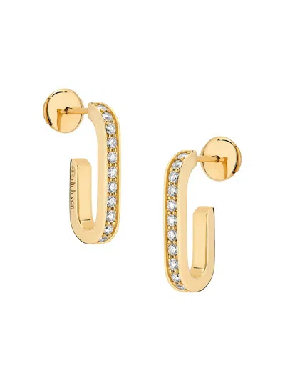Dinh Van Women's Maillon 18k Gold & Diamond Hoop Earrings
