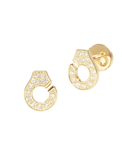 Dinh Van Women's Menottes  R7.5 18k Yellow Gold & 0.11 Tcw Diamond Stud Earrings In White