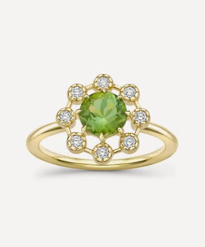 Dinny Hall 14ct Gold Celandine Green Tourmaline And Diamond Ring