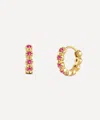 Dinny Hall 14ct Gold Forget Me Not Ruby Huggie Hoop Earrings In Gold