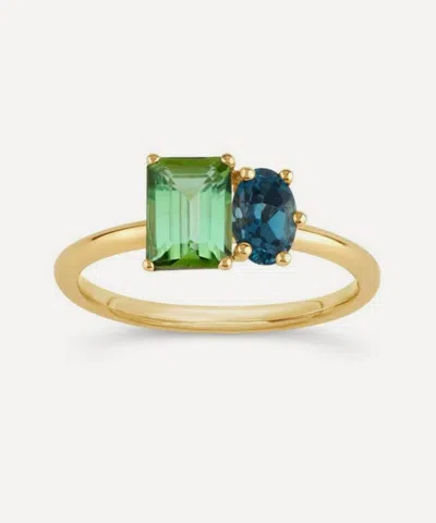 Dinny Hall 14ct Gold Toi And Moi Tourmaline And Topaz Ring