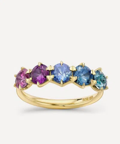 Dinny Hall 18ct Gold Elyhara Fine Ombre Sapphire Five Stone Ring