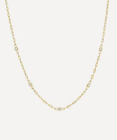 Dinny Hall 18ct Gold-plated Vermeil Silver Sapphire Paperclip Chain Necklace