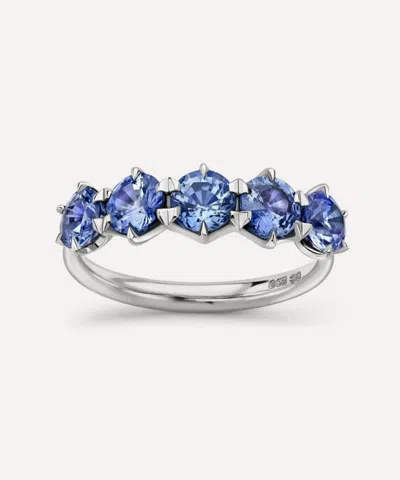Dinny Hall 18ct White Gold Elyhara Five Sapphire Stone Ring