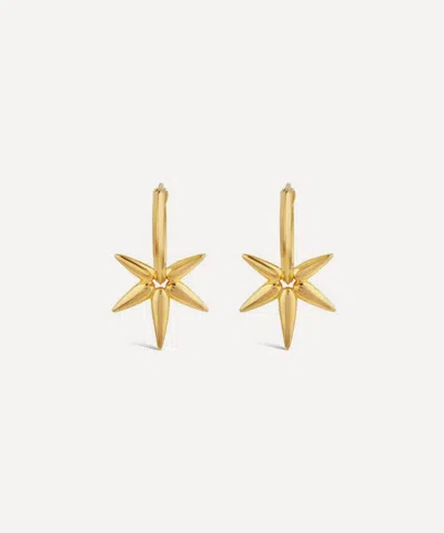 Dinny Hall 22ct Gold-plated Sunbeam Charm Drop Hoop Earrings