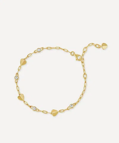 Dinny Hall 22ct Gold-plated Vermeil Silver Folded Heart And Gemstone Bracelet