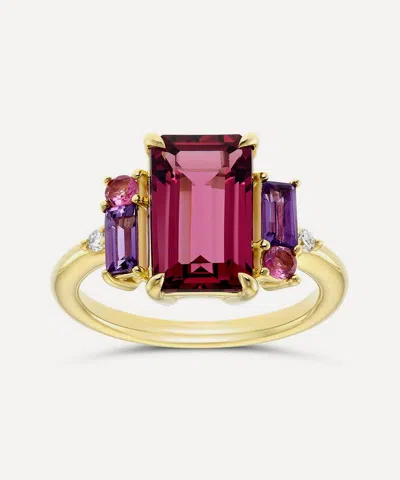 Dinny Hall 9ct Gold Charli Rhodolite Garnet Ring In Multi