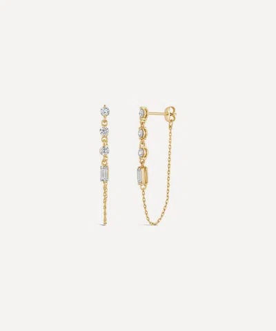 Dinny Hall 9ct Gold Created Diamond Chain Drop Earrings