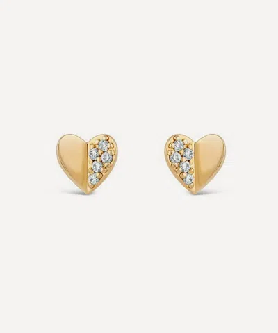 Dinny Hall 9ct Gold Folded Heart Diamond Stud Earrings