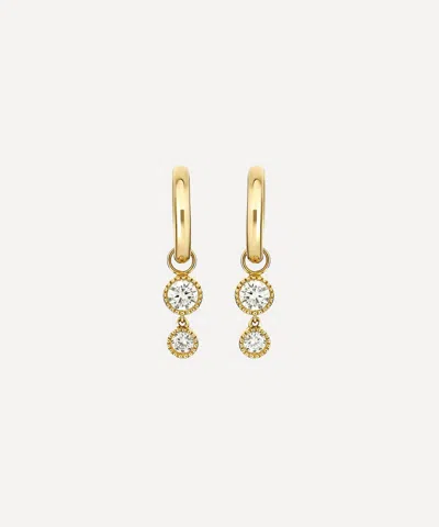 Dinny Hall 9ct Gold Lab-grown Diamond Double Charm Drop Hoop Earrings