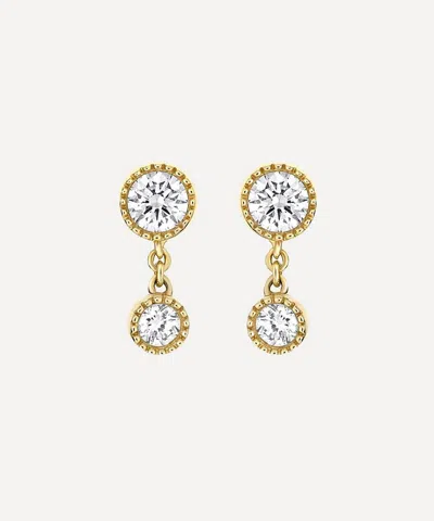 Dinny Hall 9ct Gold Lab-grown Diamond Double Charm Drop Stud Earrings