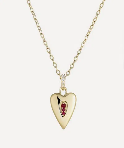 Dinny Hall 9ct Gold My World Ruby Heart Locket Necklace