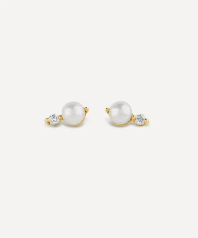 Dinny Hall 9ct Gold Shuga Pearl And Lab-grown Diamond Stud Earrings In White