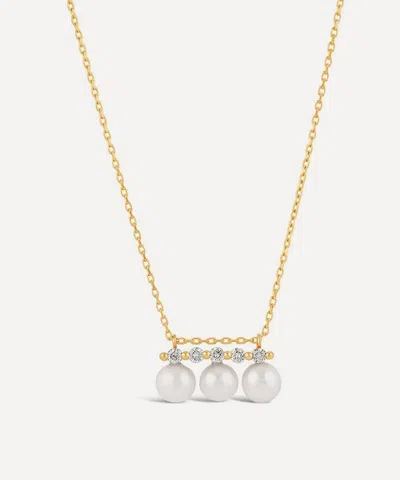 Dinny Hall 9ct Gold Shuga Triple Pearl And Lab-created Diamond Pendant Necklace