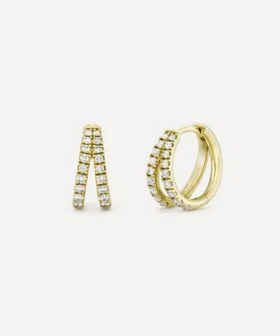 Dinny Hall 9ct Gold Signature Duo Small Lab-created Diamond Hoop Earrings