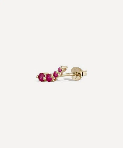 Dinny Hall 9ct Gold Single Shuga Ruby Crawler Stud Earring