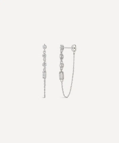 Dinny Hall 9ct White Gold Created Diamond Chain Drop Earrings
