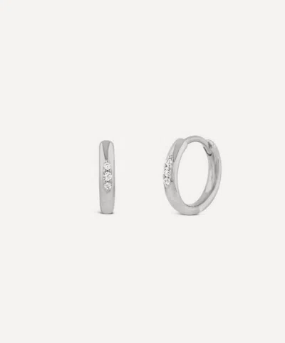 Dinny Hall 9ct White Gold Created-diamond Mini Huggie Hoop Earrings In Metallic