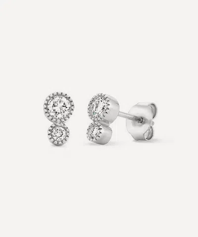 Dinny Hall 9ct White Gold Lab Grown Diamond Duo Stud Earrings In Metallic