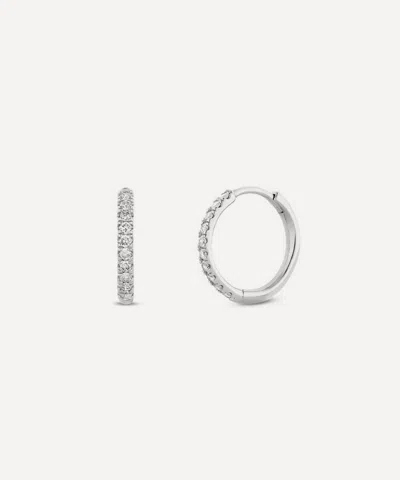 Dinny Hall 9ct White Gold Medium Lab-grown Diamond Huggie Hoop Earrings In Metallic