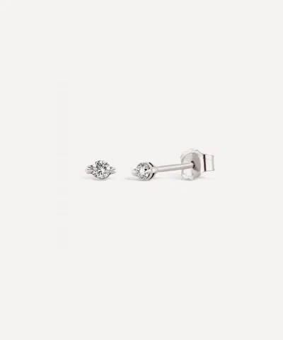 Dinny Hall 9ct White Gold Shuga Lab-grown Diamond Stud Earrings In Green