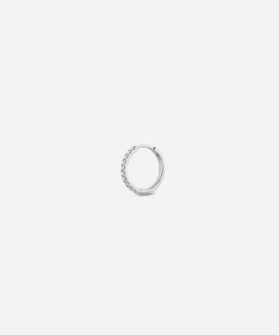 Dinny Hall 9ct White Gold Single Medium Lab-grown Diamond Huggie Hoop Earring