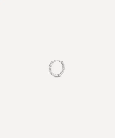 Dinny Hall 9ct White Gold Single Small Lab-grown Diamond Huggie Hoop Earring