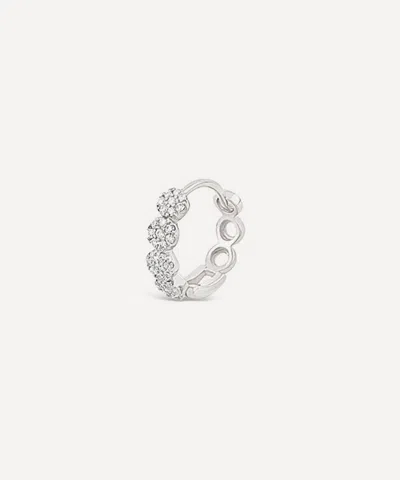 Dinny Hall 9ct White Gold Single Starflower Lab-grown Diamond Huggie Hoop Earring