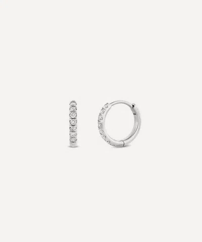Dinny Hall 9ct White Gold Small Lab-grown Diamond Huggie Hoop Earrings In Metallic