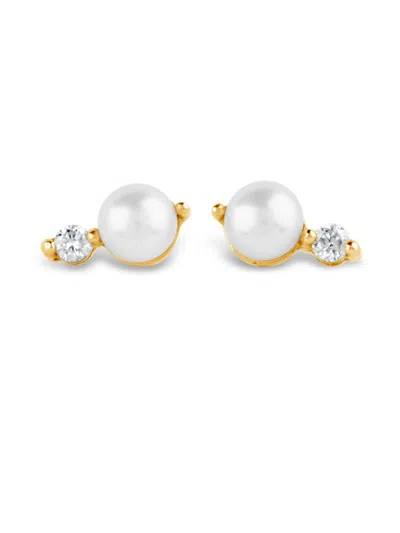 Dinny Hall 9kt Recycled Yellow Gold Shuga Pearl And Diamond Earrings In White