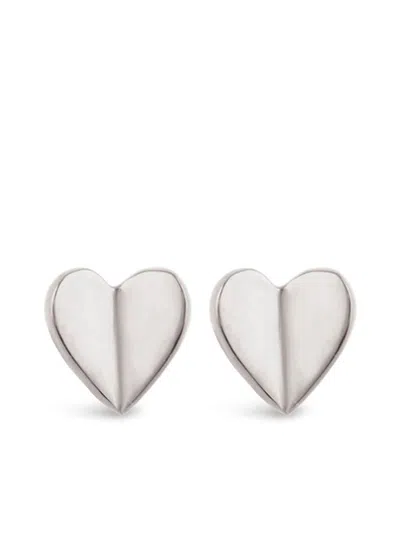 Dinny Hall Bijou Folded Heart Stud Earrings In Metallic