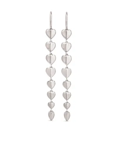 Dinny Hall Folded Heart Column Drop Earrings In 银色