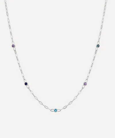 Dinny Hall Sterling Silver Coloured Gemstone Chain Necklace In White