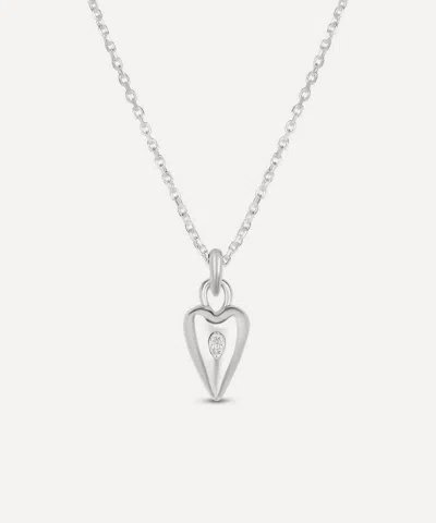 Dinny Hall Sterling Silver My World Heart Charm Pendant Necklace In White