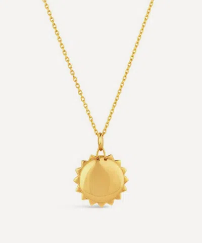 Dinny Hall Sterling Silver My World Small Sun Locket Necklace In Gold