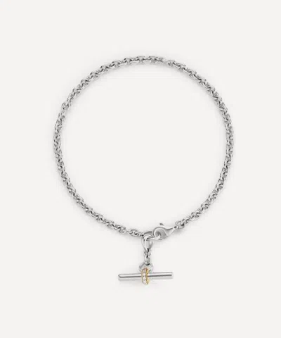 Dinny Hall Sterling Silver My World T-bar Bracelet In White