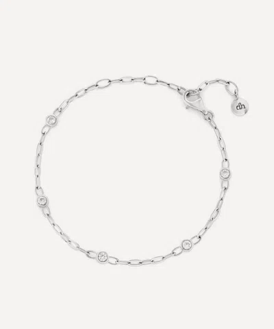Dinny Hall Sterling Silver White Sapphire Paperclip Chain Bracelet In Metallic