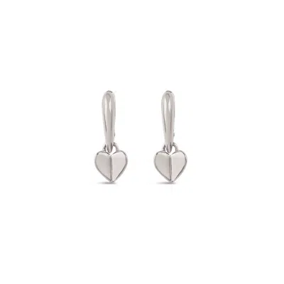 Dinny Hall Women's Folded Heart Silver Drop Hoops