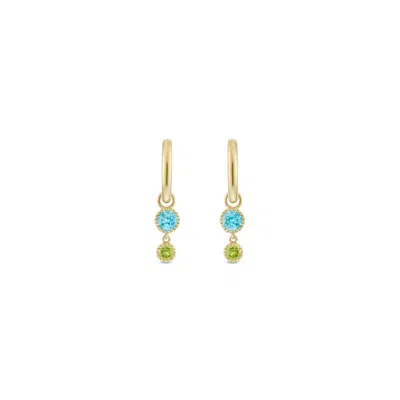 Dinny Hall Women's Gold / Blue / Green Blue Topaz & Peridot Duo Drop Hoops
