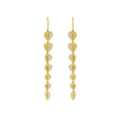 Dinny Hall Women's Gold Folded Heart Lab-created Diamond Column Drops