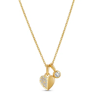 Dinny Hall Women's Gold Folded Heart Lab-created Diamond Duo Pendant