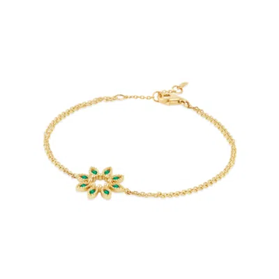 Dinny Hall Women's Gold / Green Jasmine Flower Emerald Bracelet