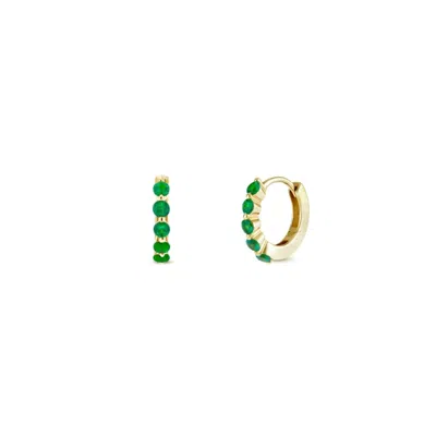 Dinny Hall Women's Gold / Green Shuga Mini Tsavorite Huggie Hoops